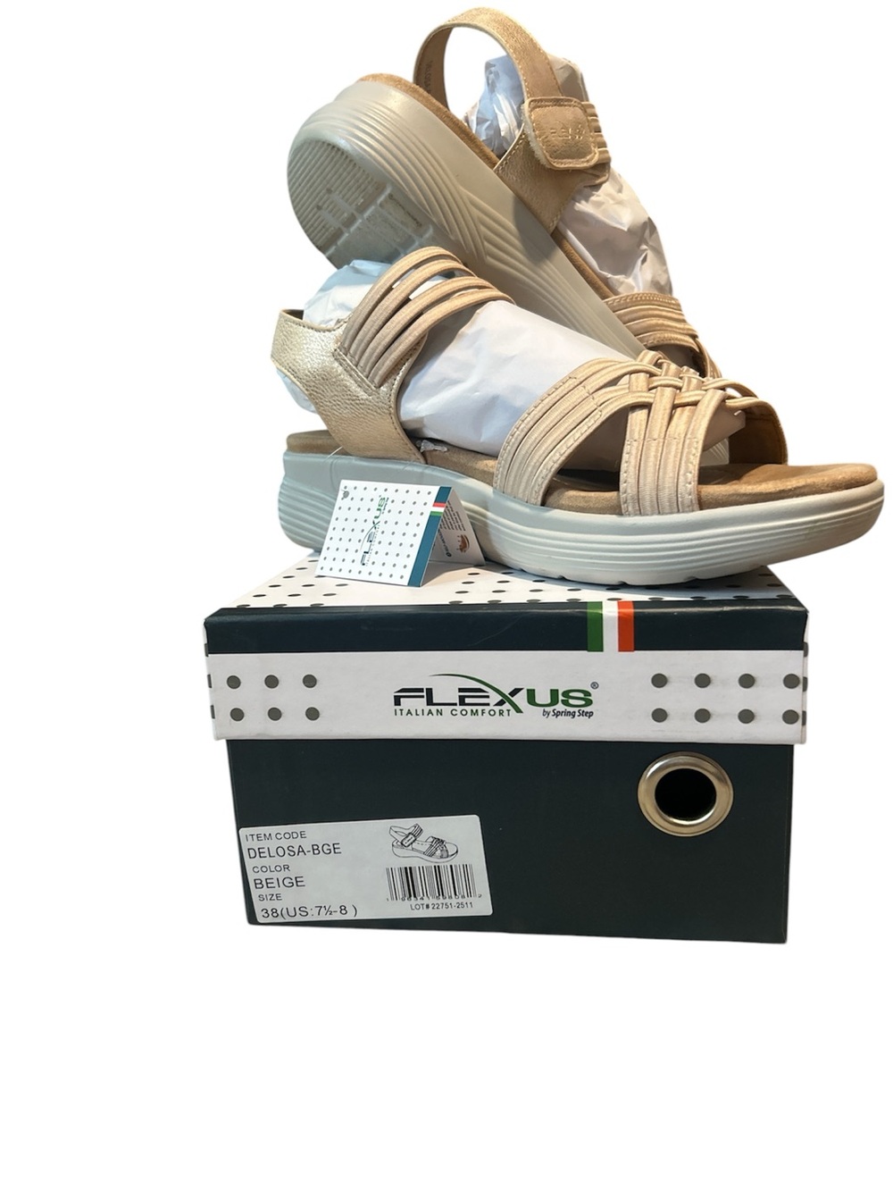 Flexus Beige Women's Comfort Sandals - Cushioned Strappy Support